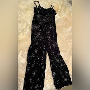 Spaghetti strap velvet jumpsuit with stars